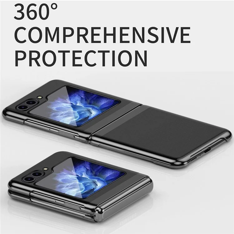 Clear Back Cover for Samsung Galaxy Z Flip5 5G , Hard PC Electroplating Frame Phone Case - Silver