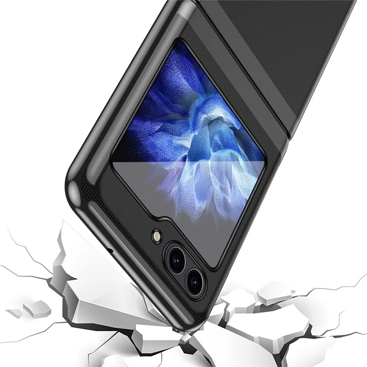 Clear Back Cover for Samsung Galaxy Z Flip5 5G , Hard PC Electroplating Frame Phone Case - Silver