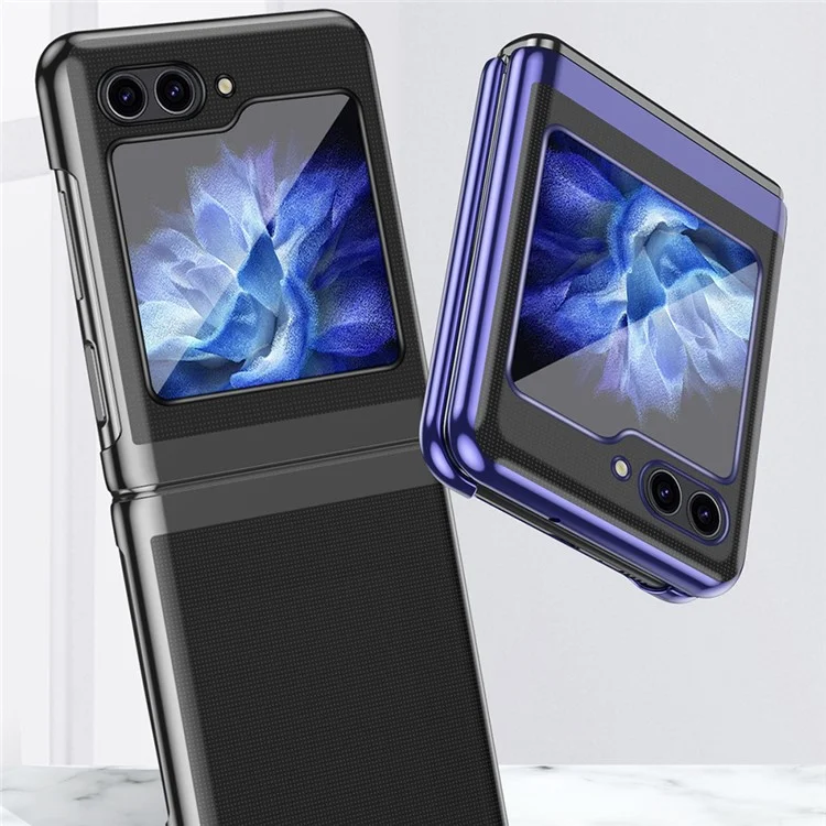 Clear Back Cover for Samsung Galaxy Z Flip5 5G , Hard PC Electroplating Frame Phone Case - Silver