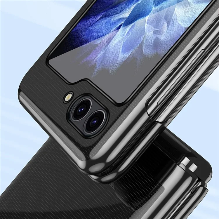 Clear Back Cover for Samsung Galaxy Z Flip5 5G , Hard PC Electroplating Frame Phone Case - Silver