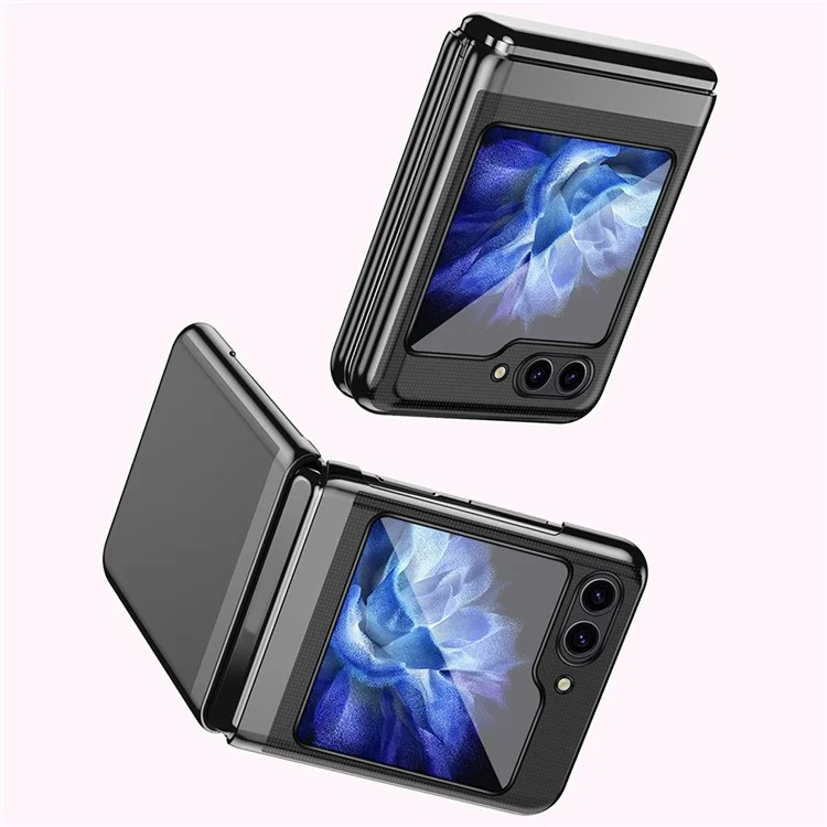 Clear Back Cover for Samsung Galaxy Z Flip5 5G , Hard PC Electroplating Frame Phone Case - Silver