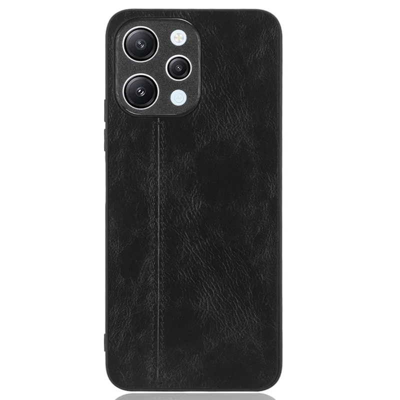 Capa de Telefone para Xiaomi Redmi 12 4G, Linha de Costura à Prova de Queda Revestida em Couro PU PC+TPU Back Case - Preto