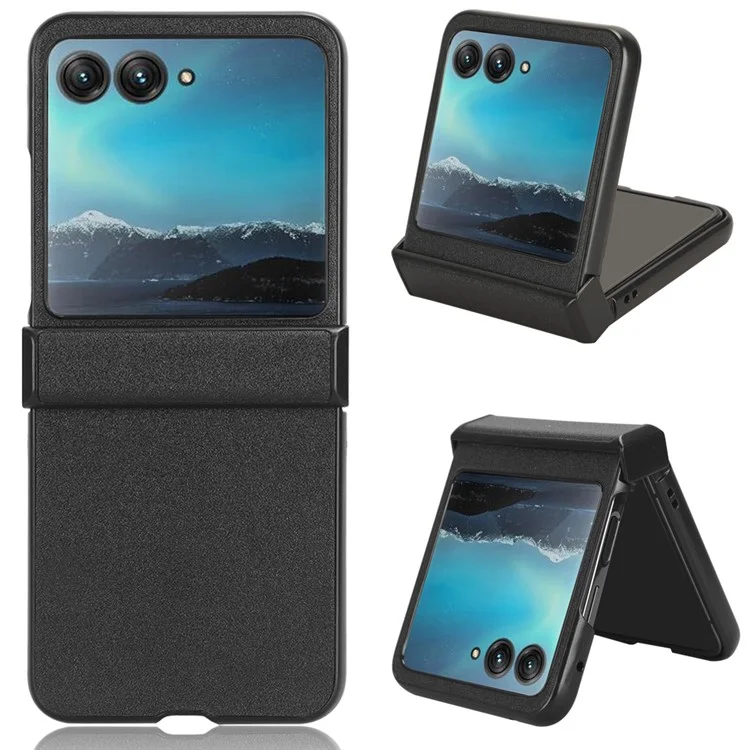 Custodia protettiva per Motorola Razr 40 Ultra 5G, Texture Sandskin Rivestimento in Pelle PU Custodia Pieghevole per Telefono in Acrilico - Nero