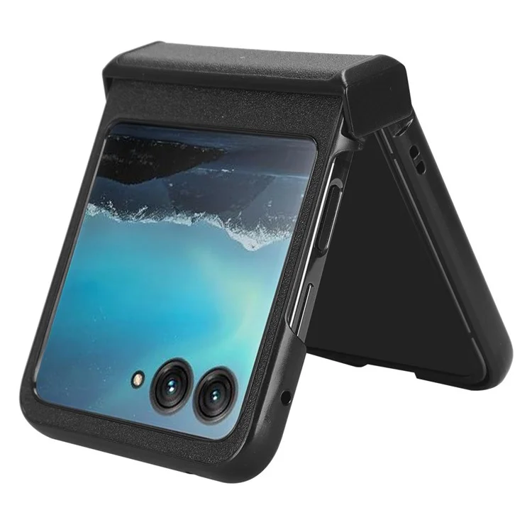 Custodia protettiva per Motorola Razr 40 Ultra 5G, Texture Sandskin Rivestimento in Pelle PU Custodia Pieghevole per Telefono in Acrilico - Nero