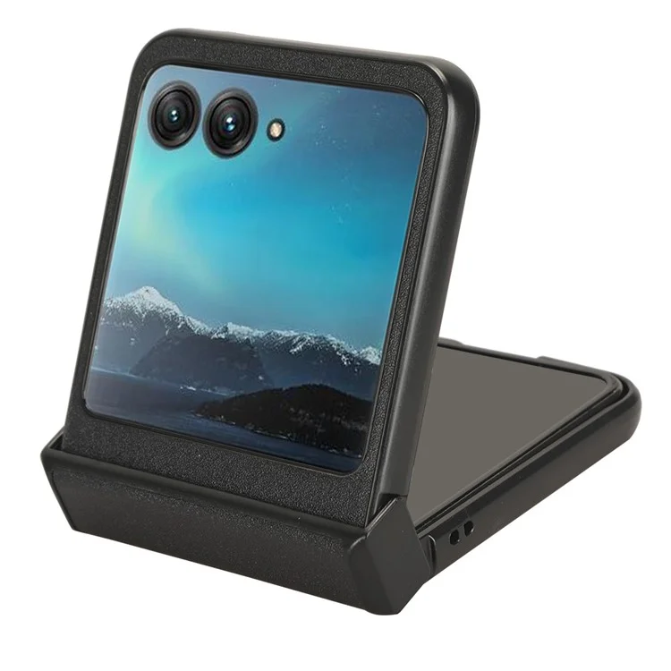 Custodia protettiva per Motorola Razr 40 Ultra 5G, Texture Sandskin Rivestimento in Pelle PU Custodia Pieghevole per Telefono in Acrilico - Nero
