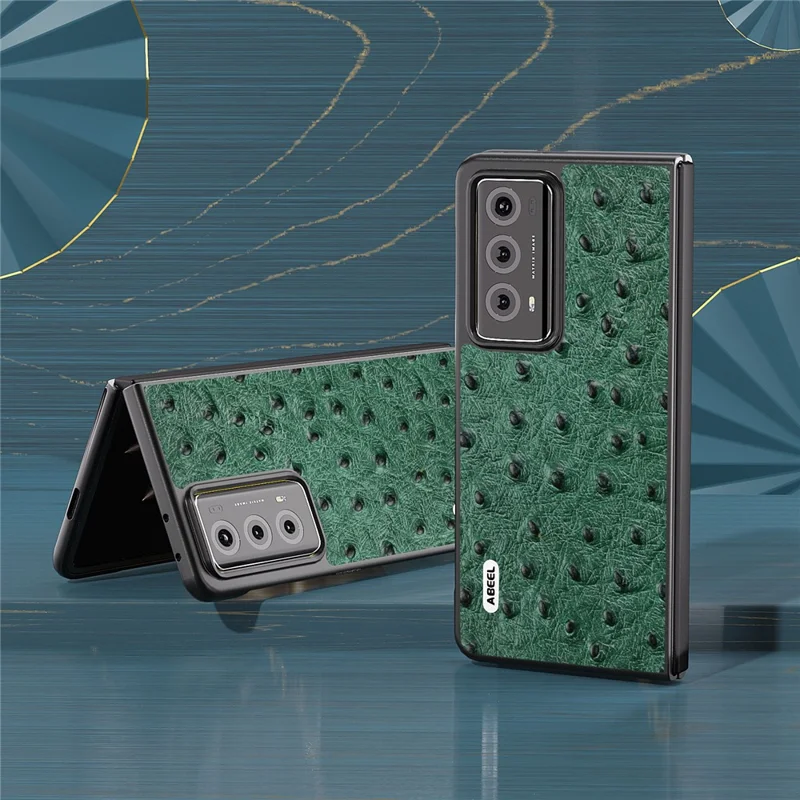 ABEEL For Honor Magic V2 5G Ostrich Texture Genuine Cow Leather + PC Case Cell Phone Cover - Green