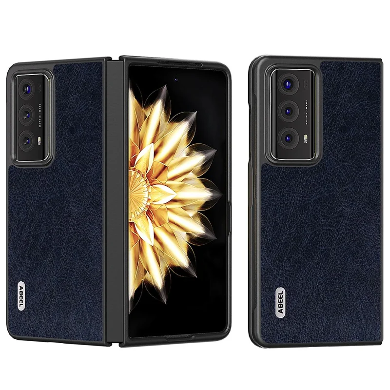 ABEEL For Honor Magic V2 5G PU Leather Coated PC Case Retro Litchi Texture Phone Cover - Blue