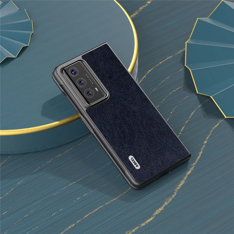 ABEEL For Honor Magic V2 5G PU Leather Coated PC Case Retro Litchi Texture Phone Cover - Blue