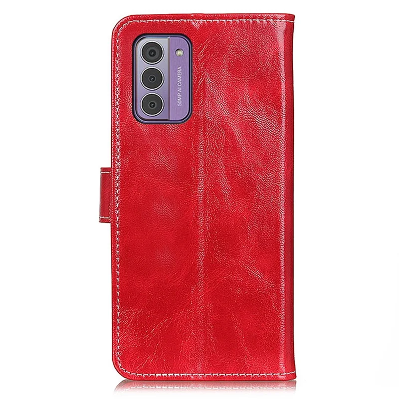 For Nokia G42 Wallet Case Flip PU Leather Shell Retro Crazy Horse Texture Stand Phone Cover - Red