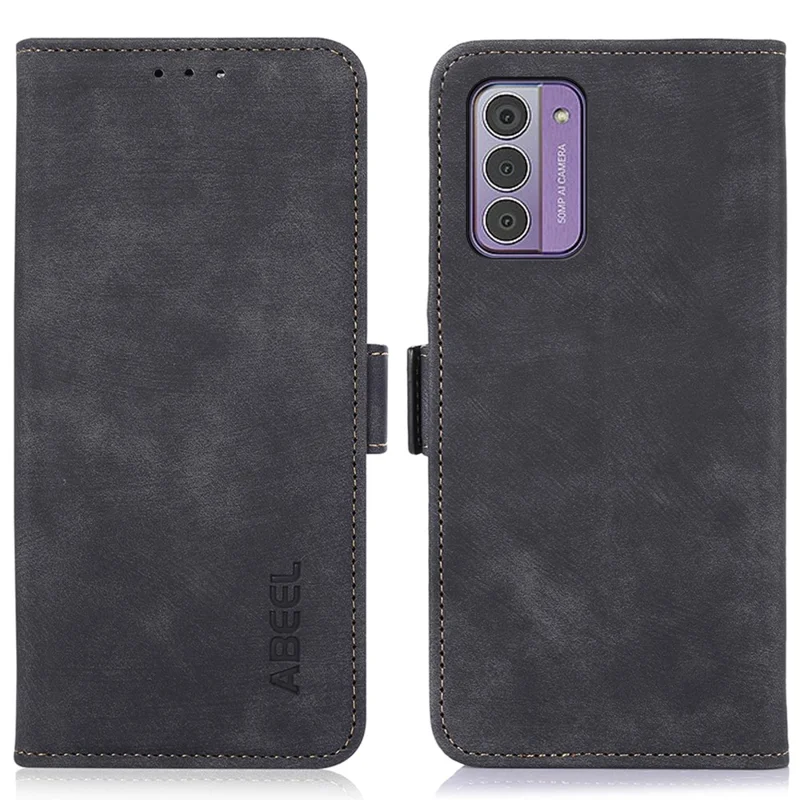 ABEEL For Nokia G42 Phone Case Shockproof Wallet Stand PU Leather Retro Texture Phone Cover - Black