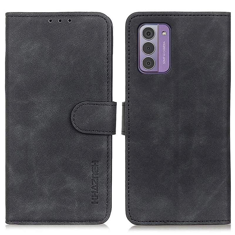 KHAZNEH For Nokia G42 Shockproof Phone Case Retro Texture Wallet Stand Leather Phone Cover - Black