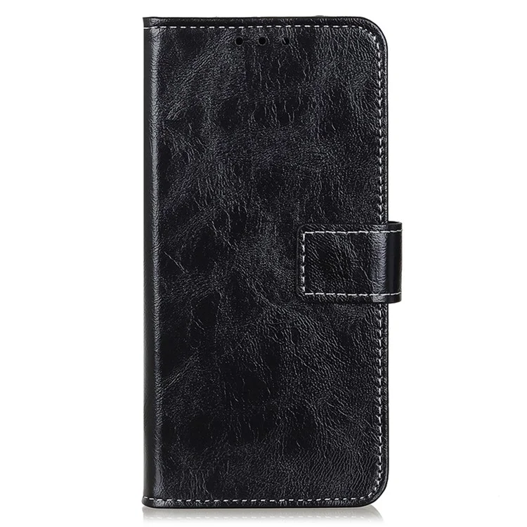 Funda de teléfono Flip para Oppo Reno10 Pro 5G (Global) / Reno10 5G (Global), Funda de cuero de PU retro con textura de caballo loco, Funda protectora de teléfono con soporte - Negro