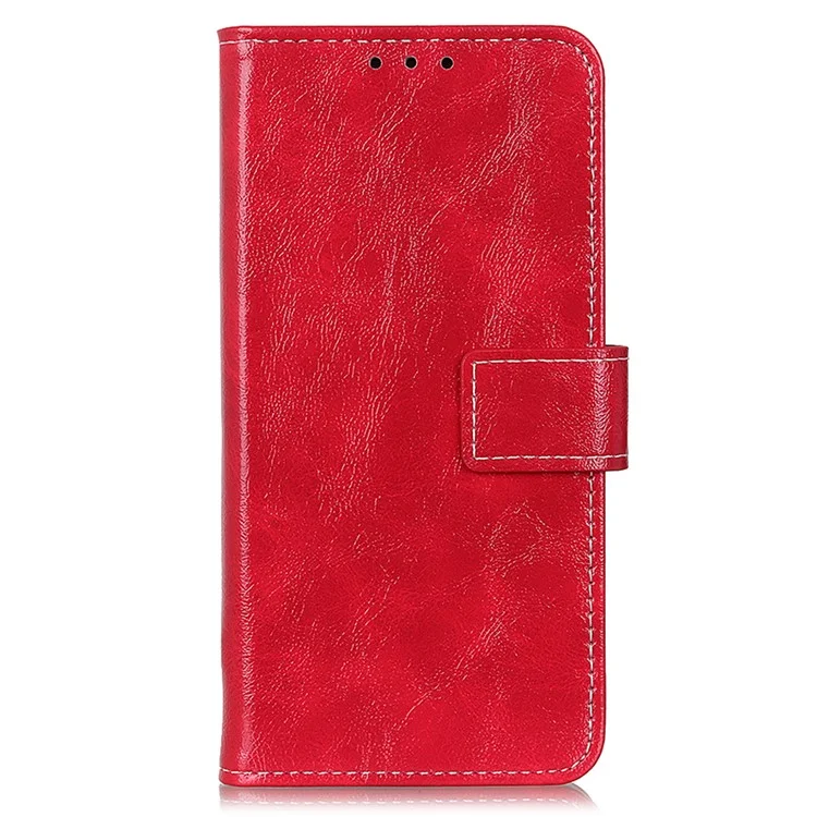 Flip Phone Cover für Oppo Reno10 Pro 5G (Global) / Reno10 5G (Global), Brieftasche PU-Lederetui Retro Crazy Horse Textur Telefonschale - Rot