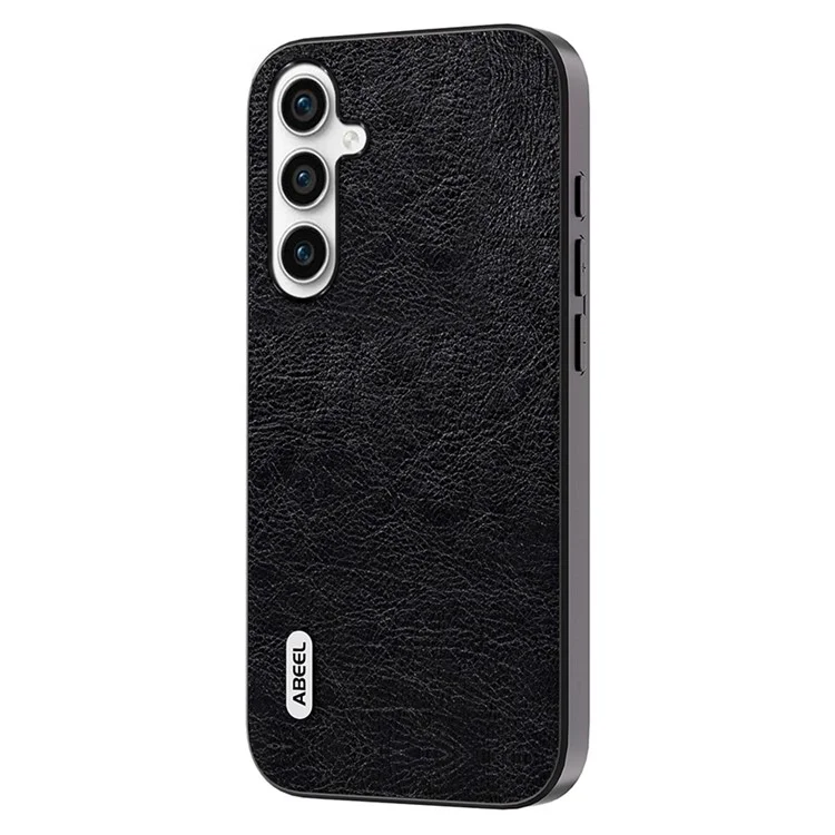 ABEEL Für Samsung Galaxy S23 FE Litchi Textur Handyhülle PU Leder beschichtet TPU+PC Retro Handy Rückseite Cover - Schwarz
