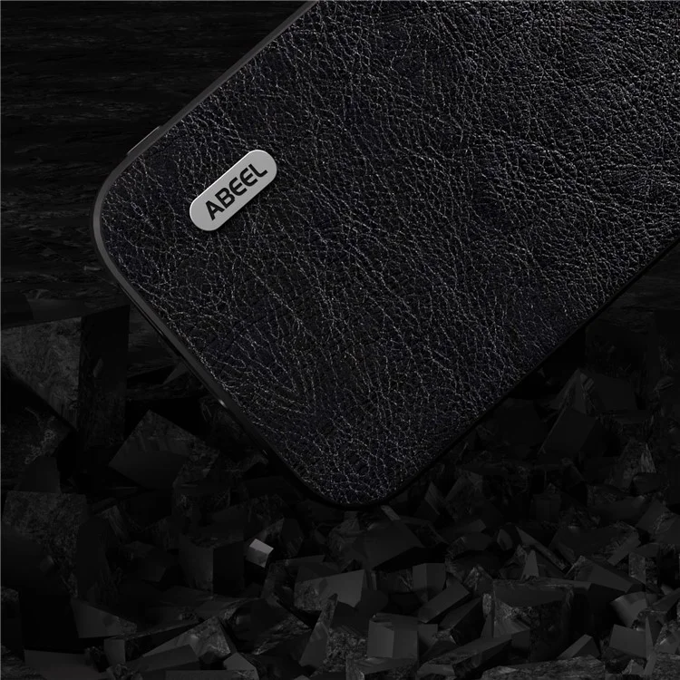 ABEEL Für Samsung Galaxy S23 FE Litchi Textur Handyhülle PU Leder beschichtet TPU+PC Retro Handy Rückseite Cover - Schwarz