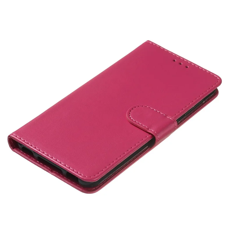 Étui portefeuille en cuir PU de couleur unie pour iPhone 15 Plus - Rose
