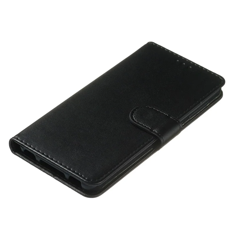 Pour iPhone 15 Pro Solid Color PU Leather Wallet Cover Anti-scratch Flip Stand Phone Case - Noir