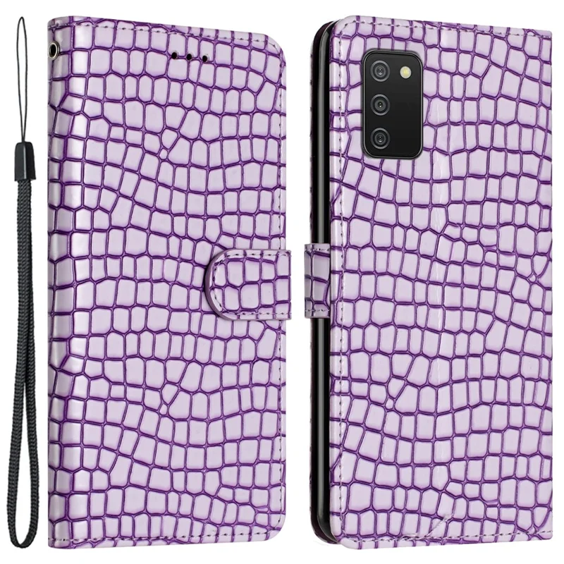 Pour Samsung Galaxy A02s (164,2 x 75,9 x 9,1 mm) / F02s Étui portefeuille en cuir debout Texture crocodile - Violet