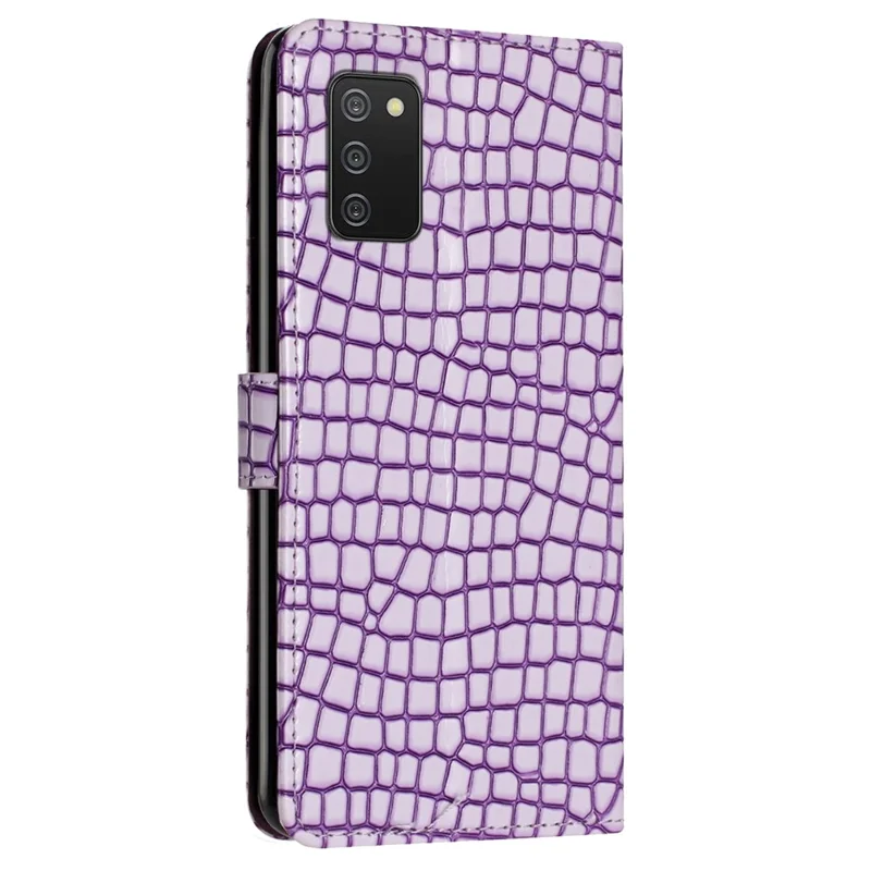 Pour Samsung Galaxy A02s (164,2 x 75,9 x 9,1 mm) / F02s Étui portefeuille en cuir debout Texture crocodile - Violet