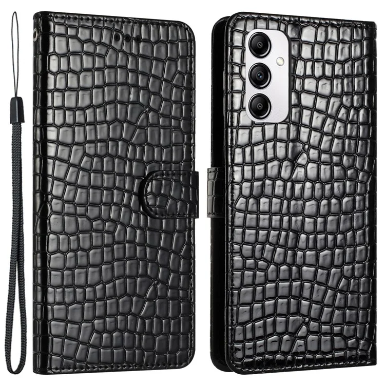 Para Samsung Galaxy M23 5G / F23 5G Funda de teléfono tipo cartera con textura de cocodrilo de cuero PU y soporte - Negro