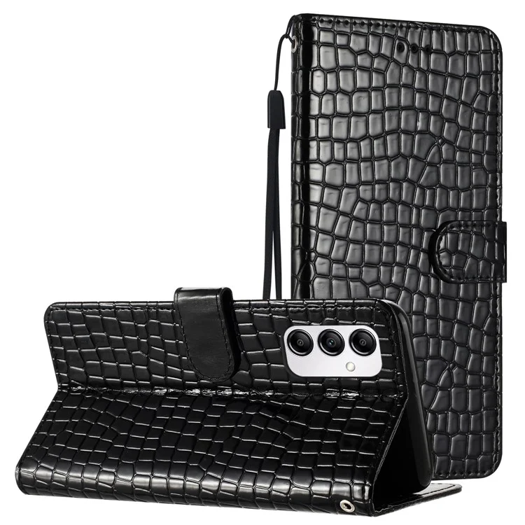 Para Samsung Galaxy M23 5G / F23 5G Funda de teléfono tipo cartera con textura de cocodrilo de cuero PU y soporte - Negro