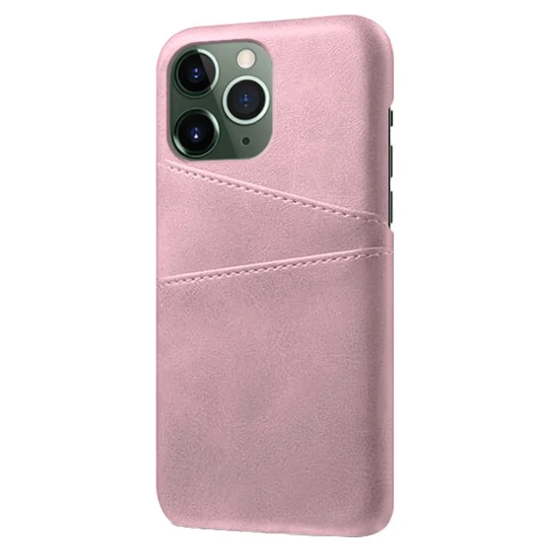Phone Cover for iPhone 15 Pro , PU Leather Coated PC Protective Back Case with Dual Card Slots - Rose Gold