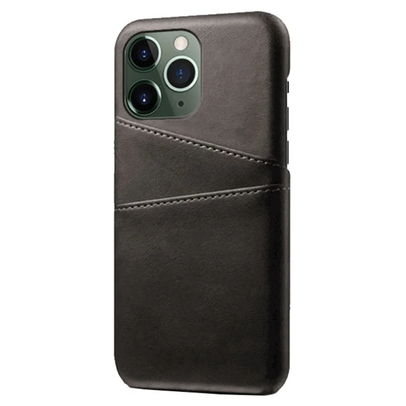Phone Cover for iPhone 15 Pro , PU Leather Coated PC Protective Back Case with Dual Card Slots - Black