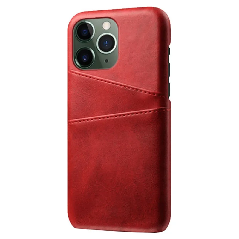 Phone Cover for iPhone 15 Pro , PU Leather Coated PC Protective Back Case with Dual Card Slots - Red