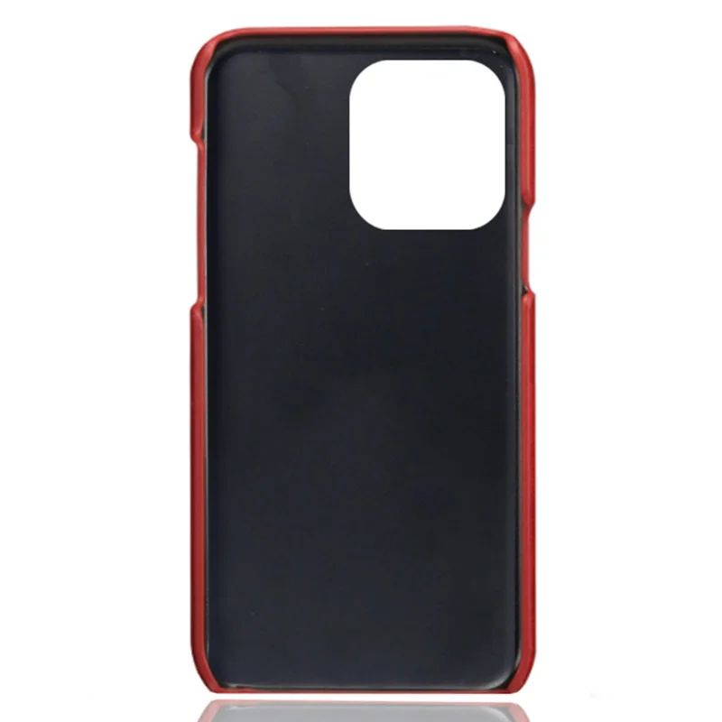 Phone Cover for iPhone 15 Pro , PU Leather Coated PC Protective Back Case with Dual Card Slots - Red