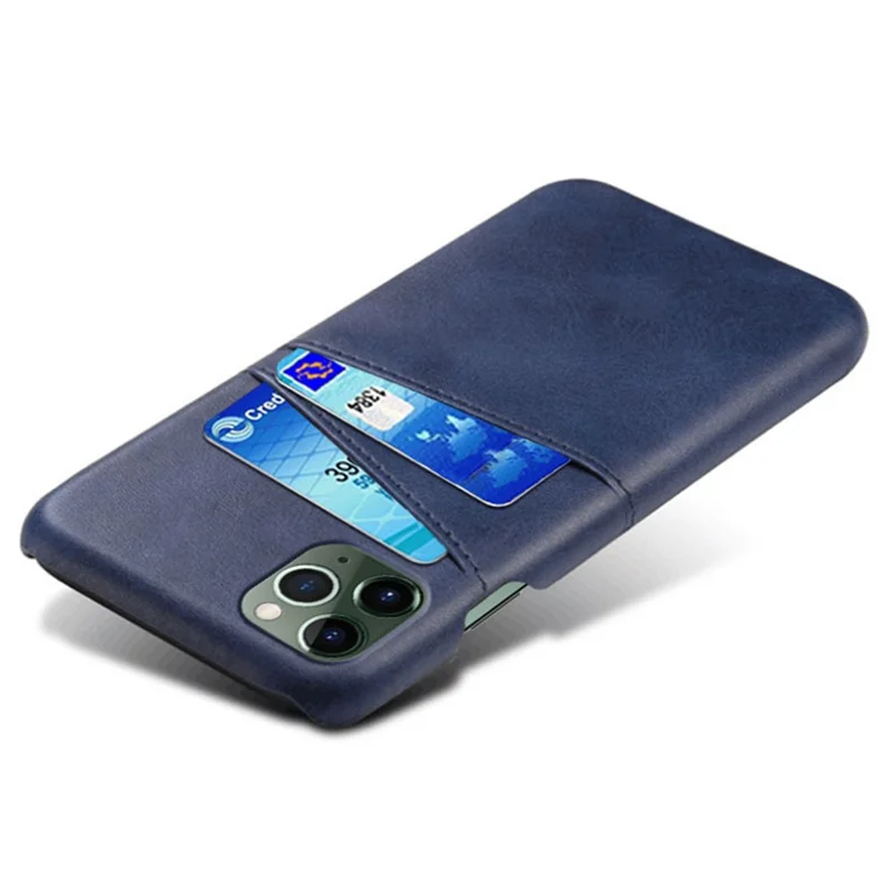 Phone Cover for iPhone 15 Pro , PU Leather Coated PC Protective Back Case with Dual Card Slots - Blue