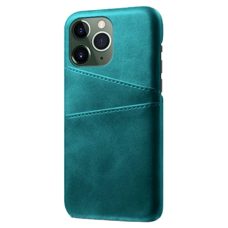 Capa de Telefone para iPhone 15 Pro, Capa Protetora de PC Revestida de Couro PU com Slots Duplos para Cartão - Verde