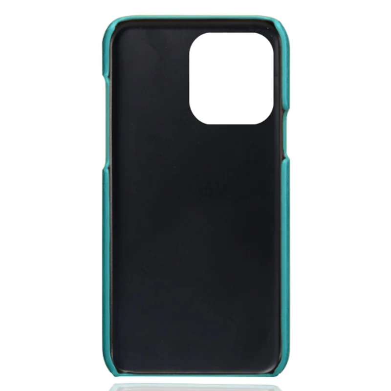 Capa de Telefone para iPhone 15 Pro, Capa Protetora de PC Revestida de Couro PU com Slots Duplos para Cartão - Verde