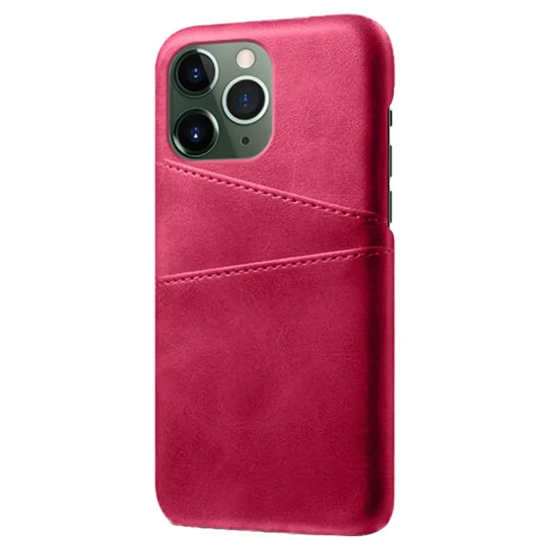 Phone Cover for iPhone 15 Pro , PU Leather Coated PC Protective Back Case with Dual Card Slots - Rose