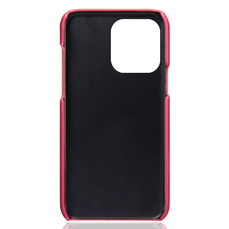 Phone Cover for iPhone 15 Pro , PU Leather Coated PC Protective Back Case with Dual Card Slots - Rose