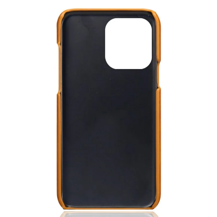 Dual Card Slots Phone Cover für iPhone 15 Pro Max, PU Leder beschichtete PC stoßfeste Rückseite - Orange