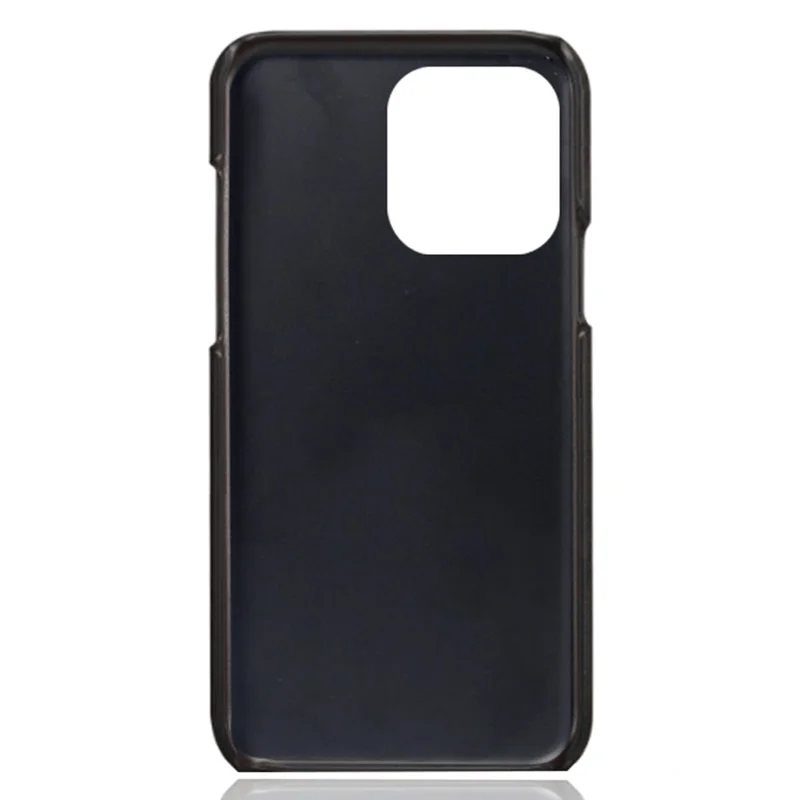 Dual Card Slots Phone Cover for iPhone 15 Pro Max , PU Leather Coated PC Shockproof Back Case - Black