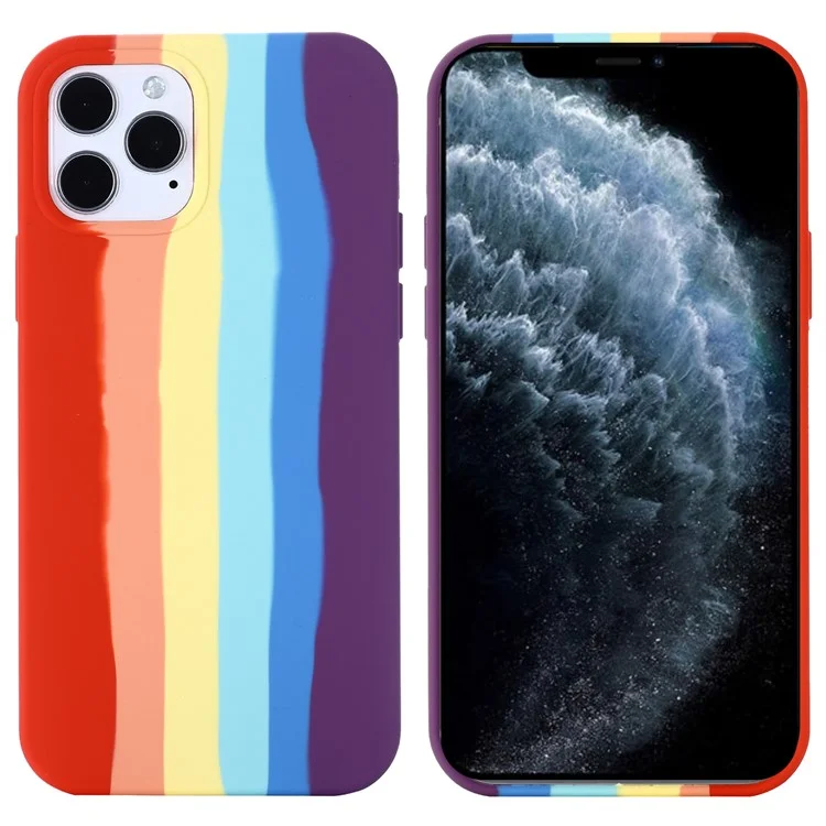 Чехол для iPhone 11 Pro с радужным дизайном и жидким силиконом - Красный