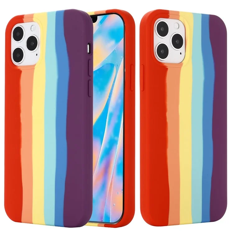 Чехол для iPhone 11 Pro с радужным дизайном и жидким силиконом - Красный