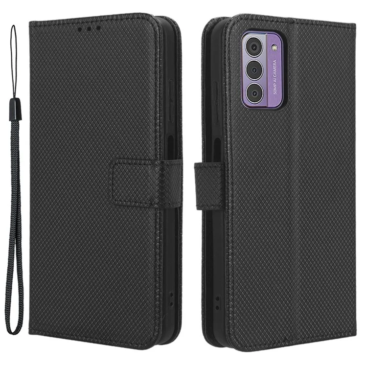Custodia in pelle PU per telefono Nokia C300, cover per telefono con texture a diamante antiscivolo - Nero