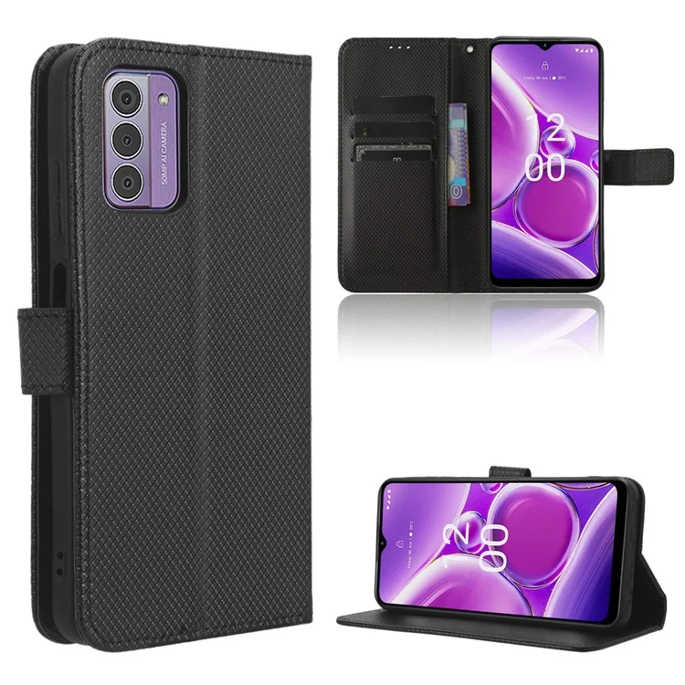 Custodia in pelle PU per telefono Nokia C300, cover per telefono con texture a diamante antiscivolo - Nero