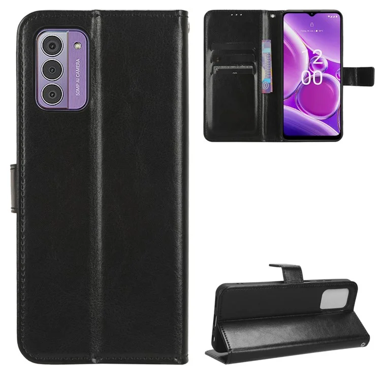 Custodia per telefono PU Leather + TPU per Nokia C300, Crazy Horse Texture Stand Wallet Phone Cover - Nero
