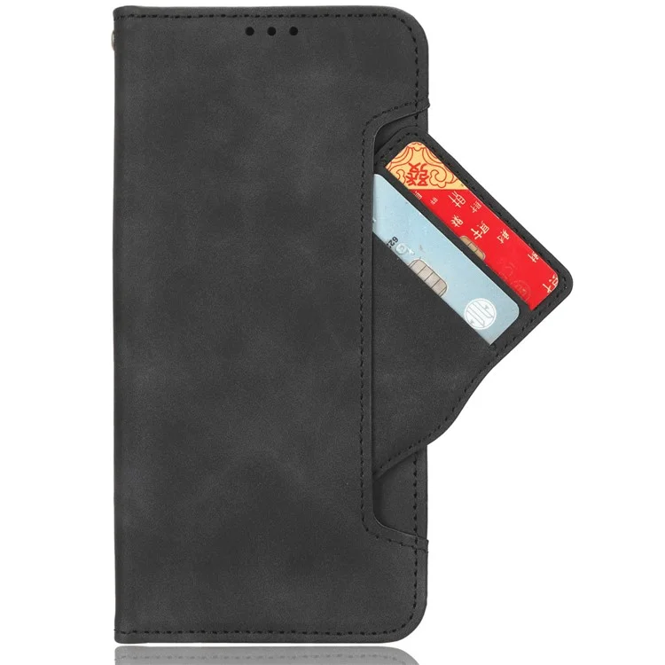 Custodia portafoglio in pelle con più slot per carte per Nokia C300, protezione completa per il telefono - Nero
