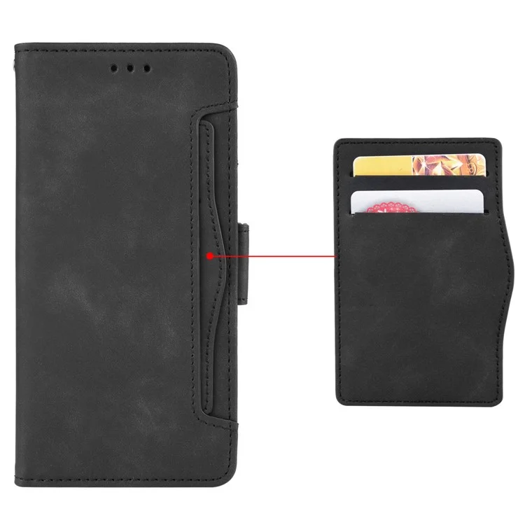 Custodia portafoglio in pelle con più slot per carte per Nokia C300, protezione completa per il telefono - Nero