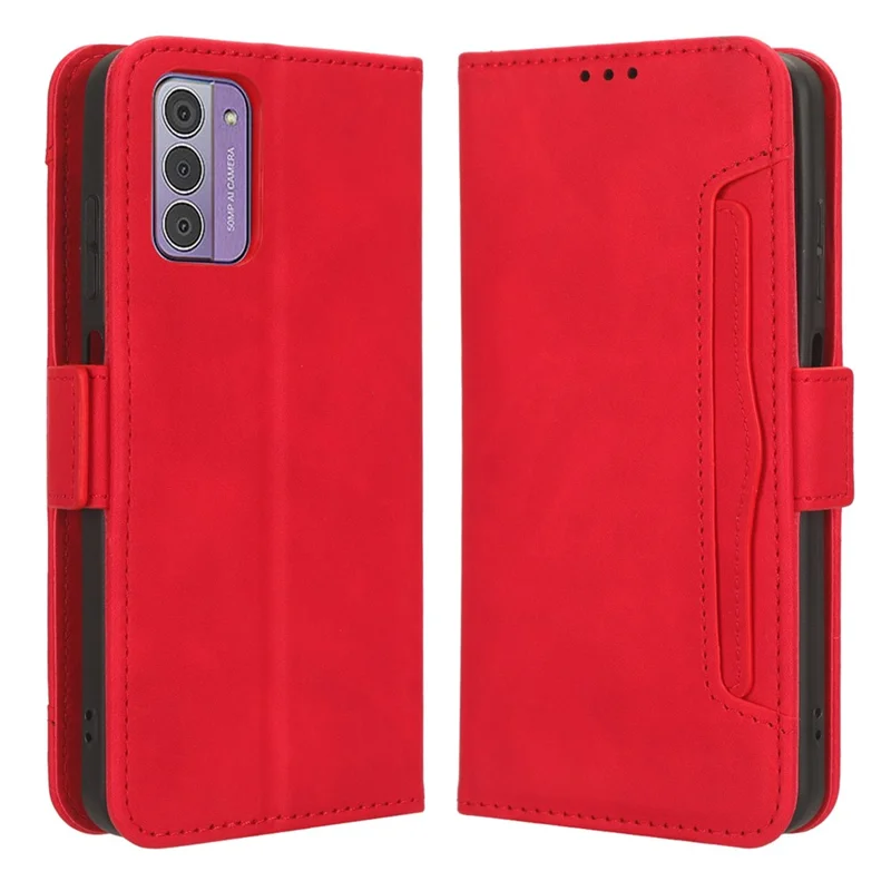 Multiple Card Slots Leather Wallet Case for Nokia C300 , Stand Phone Full Protection Phone Cover - Red