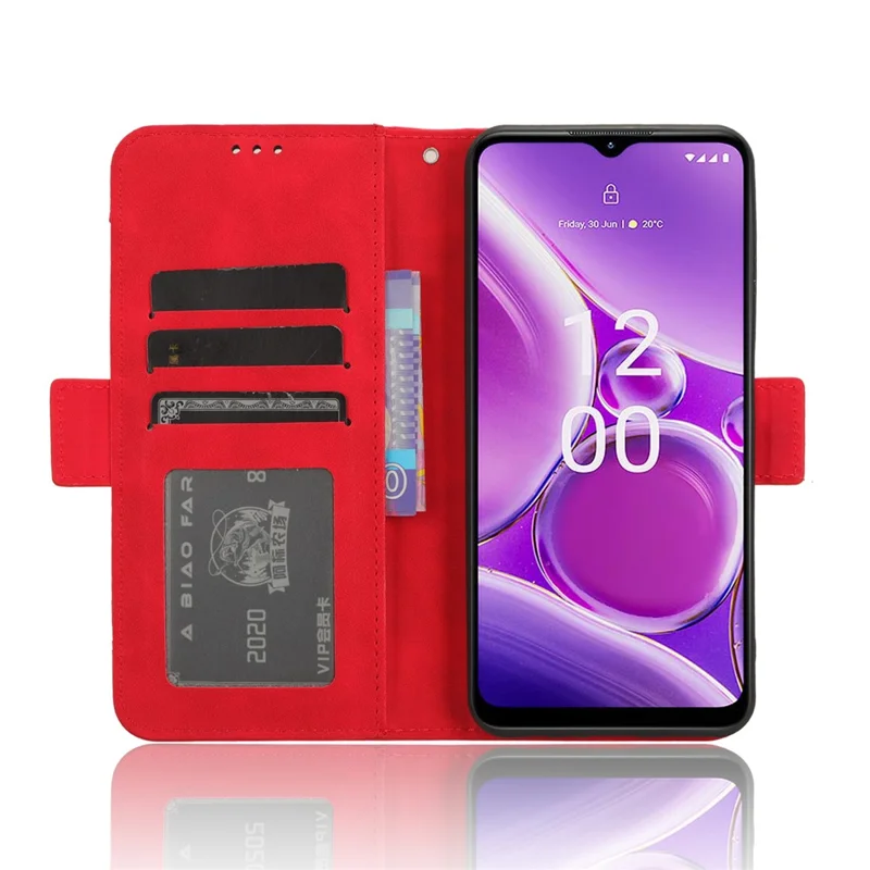 Multiple Card Slots Leather Wallet Case for Nokia C300 , Stand Phone Full Protection Phone Cover - Red