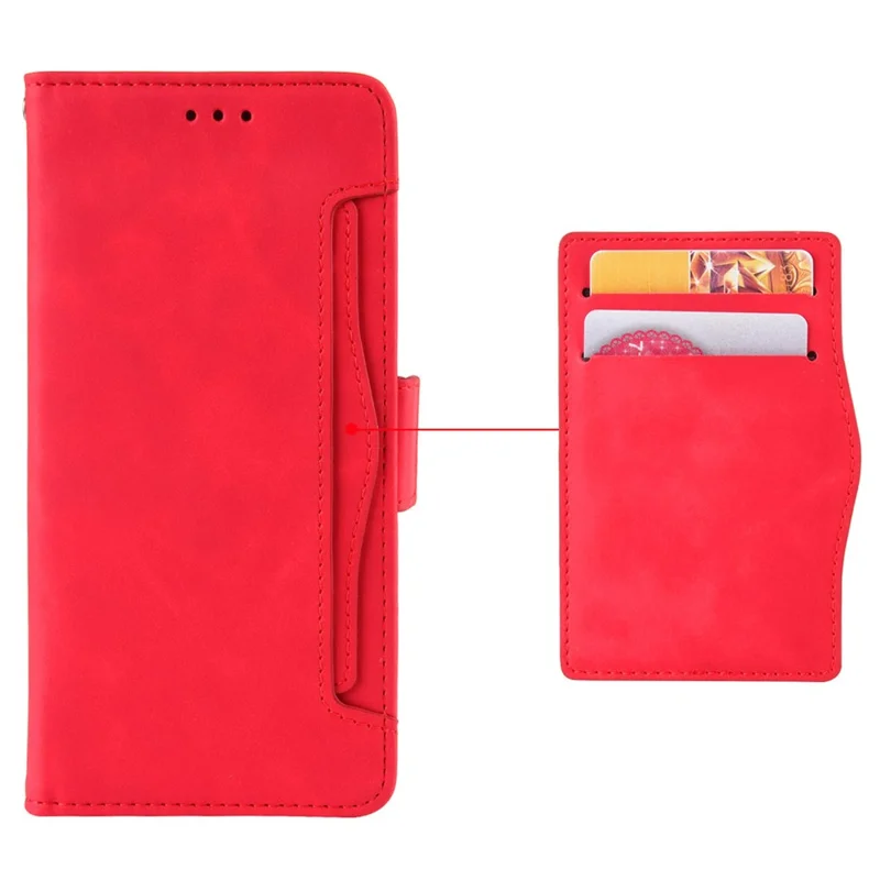 Multiple Card Slots Leather Wallet Case for Nokia C300 , Stand Phone Full Protection Phone Cover - Red