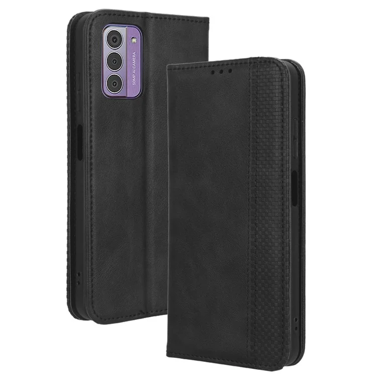 Carteira Retro Phone Case para Nokia C300, Capa de Telefone de Couro PU Anti-Arranhões com Suporte - Preta
