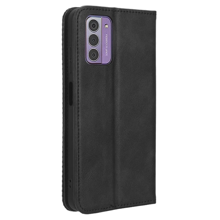 Carteira Retro Phone Case para Nokia C300, Capa de Telefone de Couro PU Anti-Arranhões com Suporte - Preta
