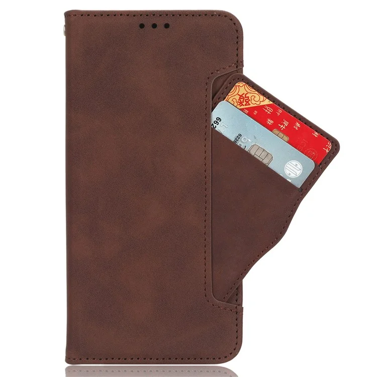 Custodia per telefono con più slot per schede per Samsung Galaxy S23 FE, custodia in pelle con supporto - Marrone
