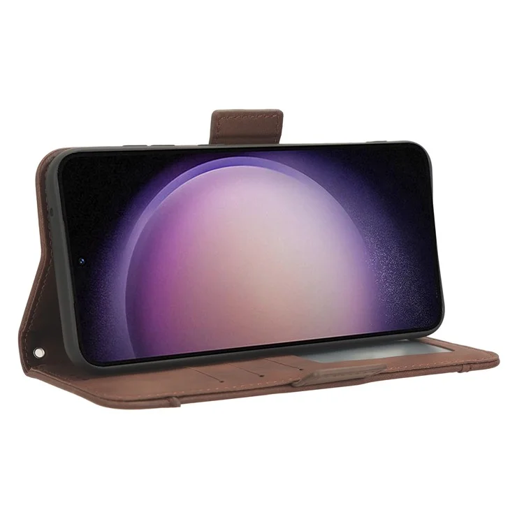 Custodia per telefono con più slot per schede per Samsung Galaxy S23 FE, custodia in pelle con supporto - Marrone